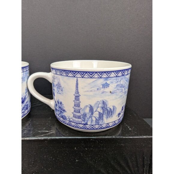 American Atelier At Home Asian Tonile 5025 Flat Coffee Cup Stoneware Set of 2 - Picture 3 of 10